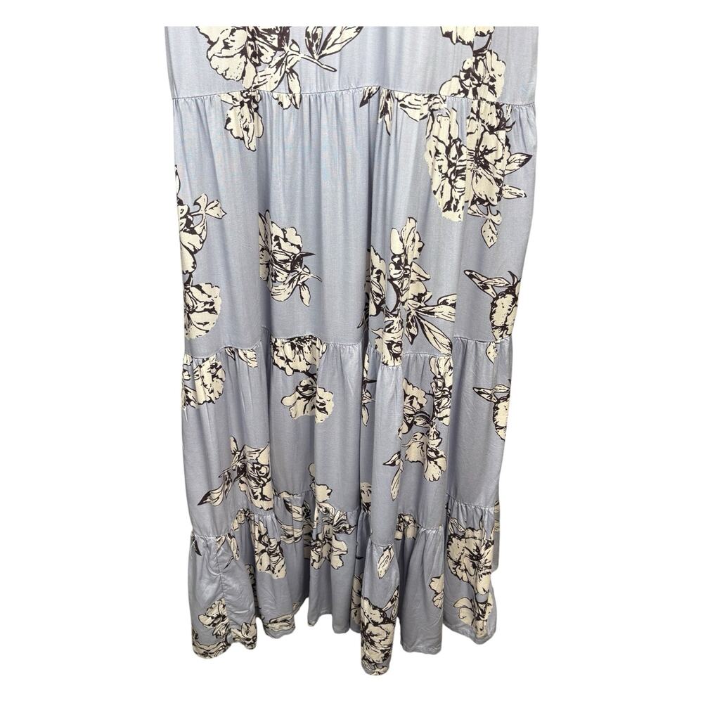 Free People Rita Tiered Midi Dress Women's Medium Light Blue Floral Cottage Boho - Picture 5 of 9